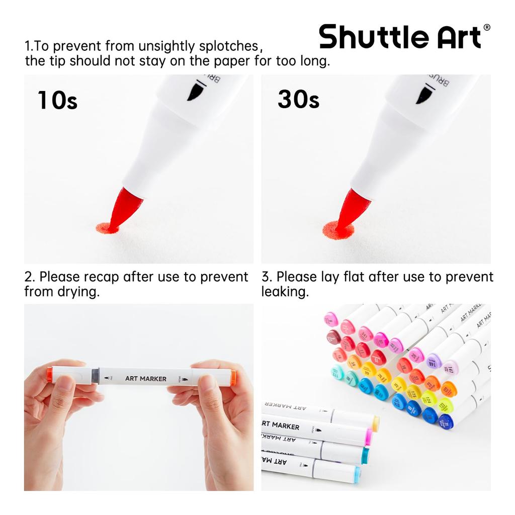 Shuttle Art Illustration Marker Alcohol Twin Tip Blender Carrying and Color Chart Perfect for Coloring and Art A Great Gift for Adults and 120-Color