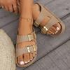 Fashion 2025 New Summer Open-Toe Womens Slippers Comfortable Double-Buckle Wedge Slippers Womens Casual Thick-soled Sandals