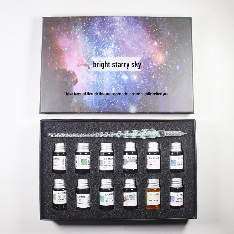 Starry Sky Glass Dip Pen Set: Crystal Signature & Student Pen Stationery Gift