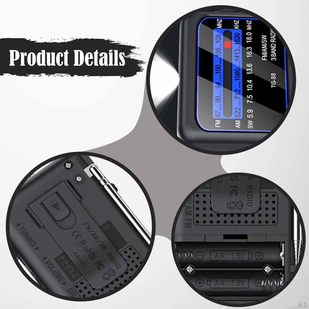 Mini Radio Lightweight Pocket Size Small Portable FM Compact 12.9cmx7cm for Kitchen Bedroom