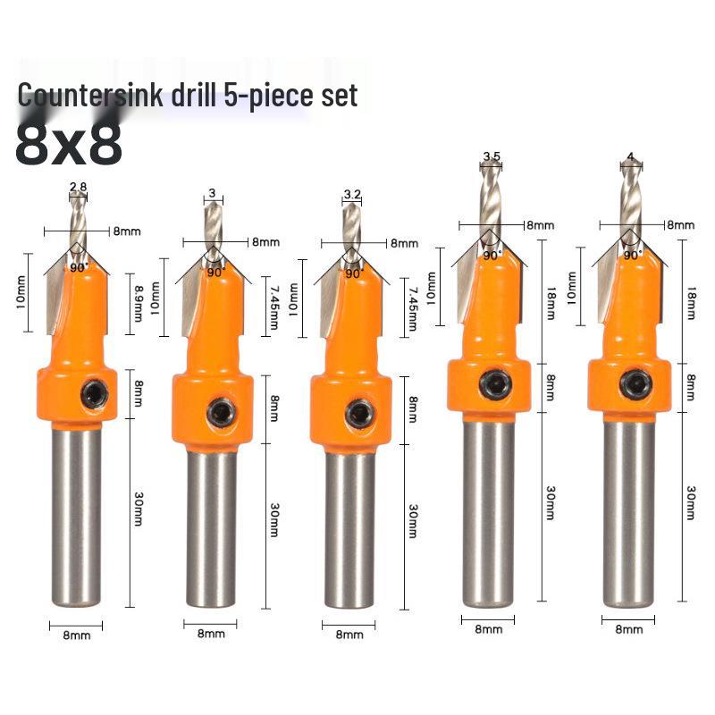 Woodworking Alloy Head Countersink & Step Drill for Self-Tapping Screws