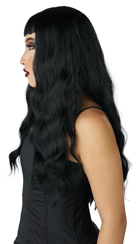 California Costumes Traditional Gothic Wavy Costume Wig with Bangs, Black, One Size for Adults, 7025-159