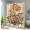 1Pc Colorful Floral Shower Curtain With Beautiful Mushroom Prints, Decorative Bath Curtain In Polyester Fabric For Bathroom,