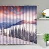 Winter Snow Scene Shower Curtains Trees Natural Scenery 3D Print Waterproof Bathroom Decor Home Bathtub Polyester Curtain Set
