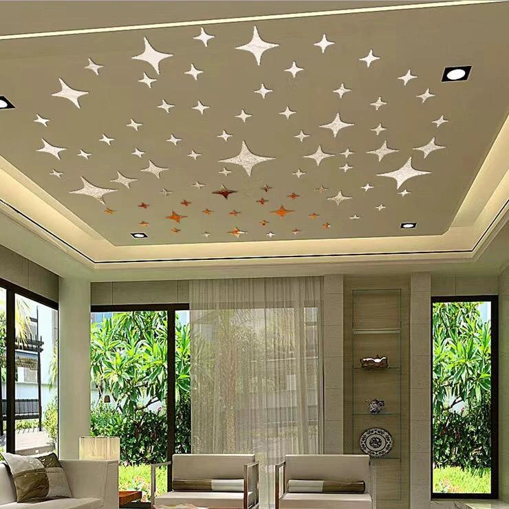 42pcs Acrylic Star Mirror Wall Sticker Removable Waterproof With-adhesive Children Room Kindergarten Home Decoration