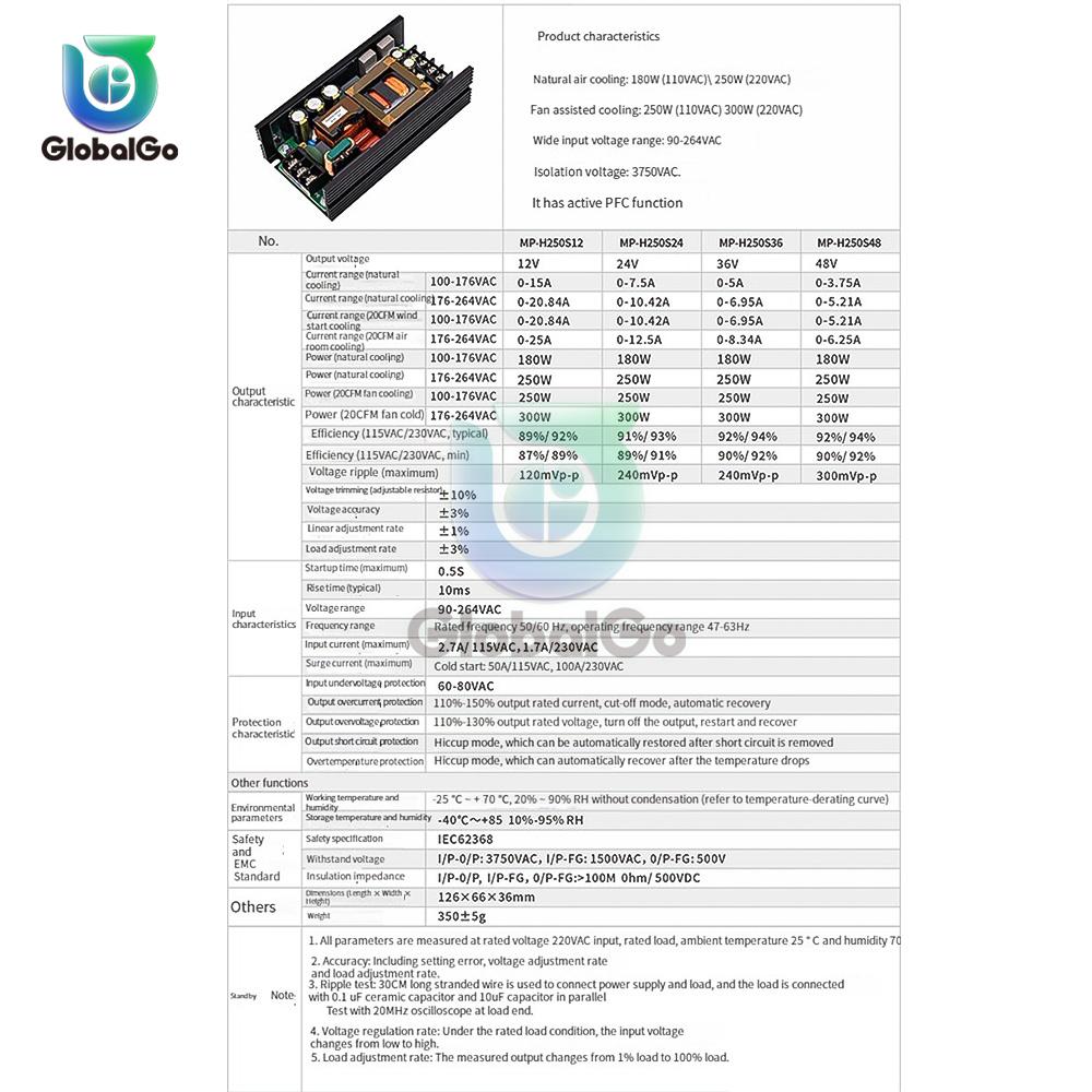 AC 220V 200W Aktive PFC Digitale Verstärker Schaltnetzteil Platine 12V 19V 24V 48V DC Spannungsregler Leistungsmodul