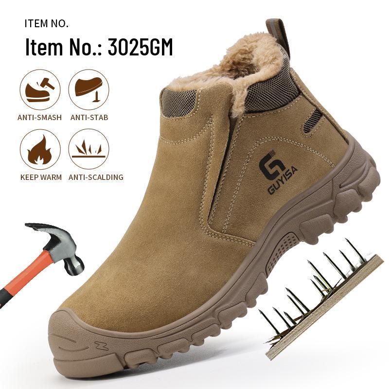 Men's Safety Shoes: Anti-Smash, Anti-Puncture, Anti-Scald, Non-Slip, Suede, Comfortable Rubber Sole
