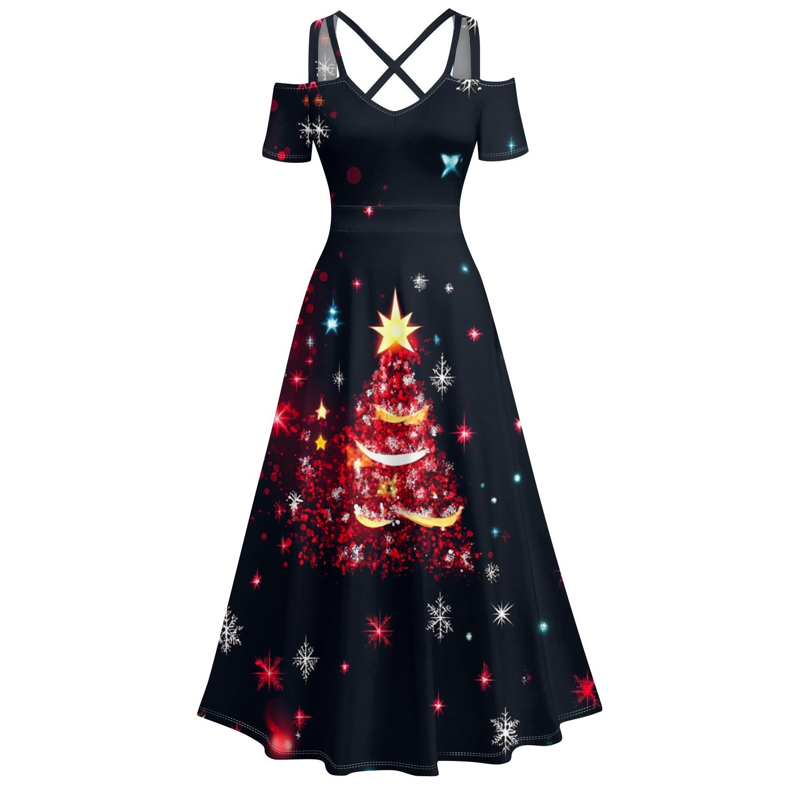 

Жіноча повсякденна та модна сексуальна ретро-сукня на підтяжках з великим розмахом XXL Темно-синій