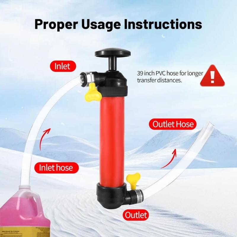Upgrades Siphon Hand Pump set Water Fuels Transfer Pump set Manual Oil Extractor Simple Installs for Antifreeze Transfer