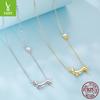 Popular S925 Silver Dachshund Dog Necklace, Simple Design Animal Puppy Collarbone Chain Jewelry