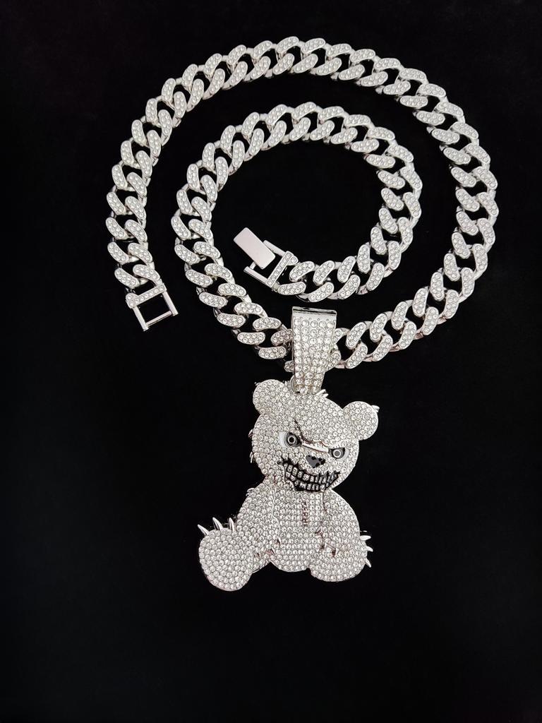 New Arrived Hip Hop Bear Shape Pendant Necklace Men Women Chain Iced Out Bling Bling Necklaces HipHop Jewelry Fashion Gift