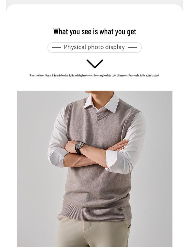 Men's Autumn/Winter Wool Knit Sleeveless Vest - Business Casual & Comfortable Sweater.