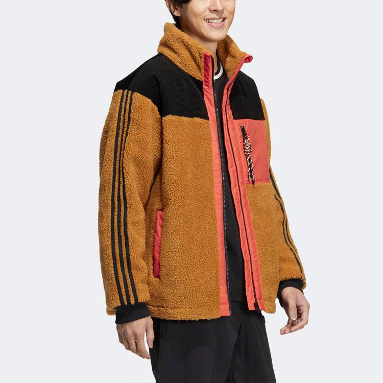 Adidas Neo Utility Jacket Padded with Stand Collar, Long Sleeves and Zipper Unisex Outerwear Brown HN4769