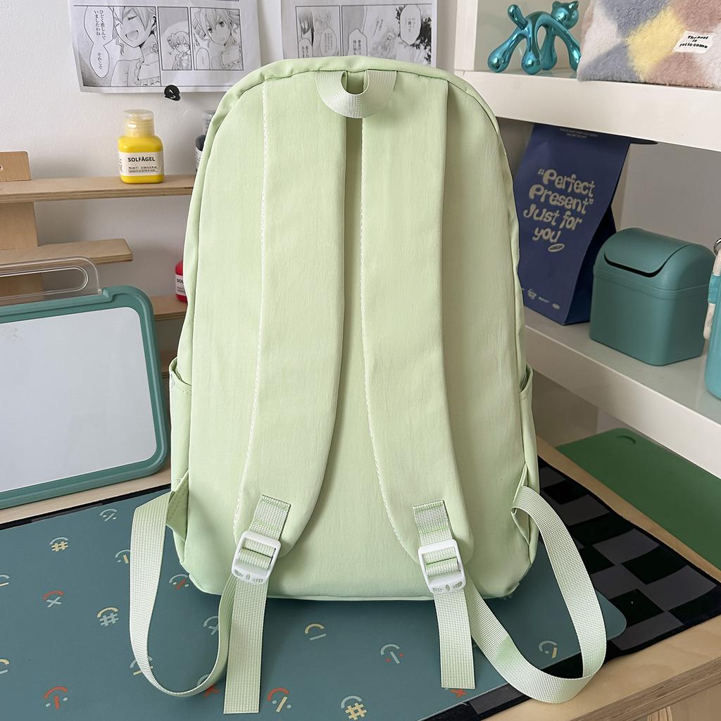 Schoolbag Korean Ins Cream Solid Color Floral Embroidery Student Backpack Fresh and Sweet Soft Girl Atmosphere Travel Backpack