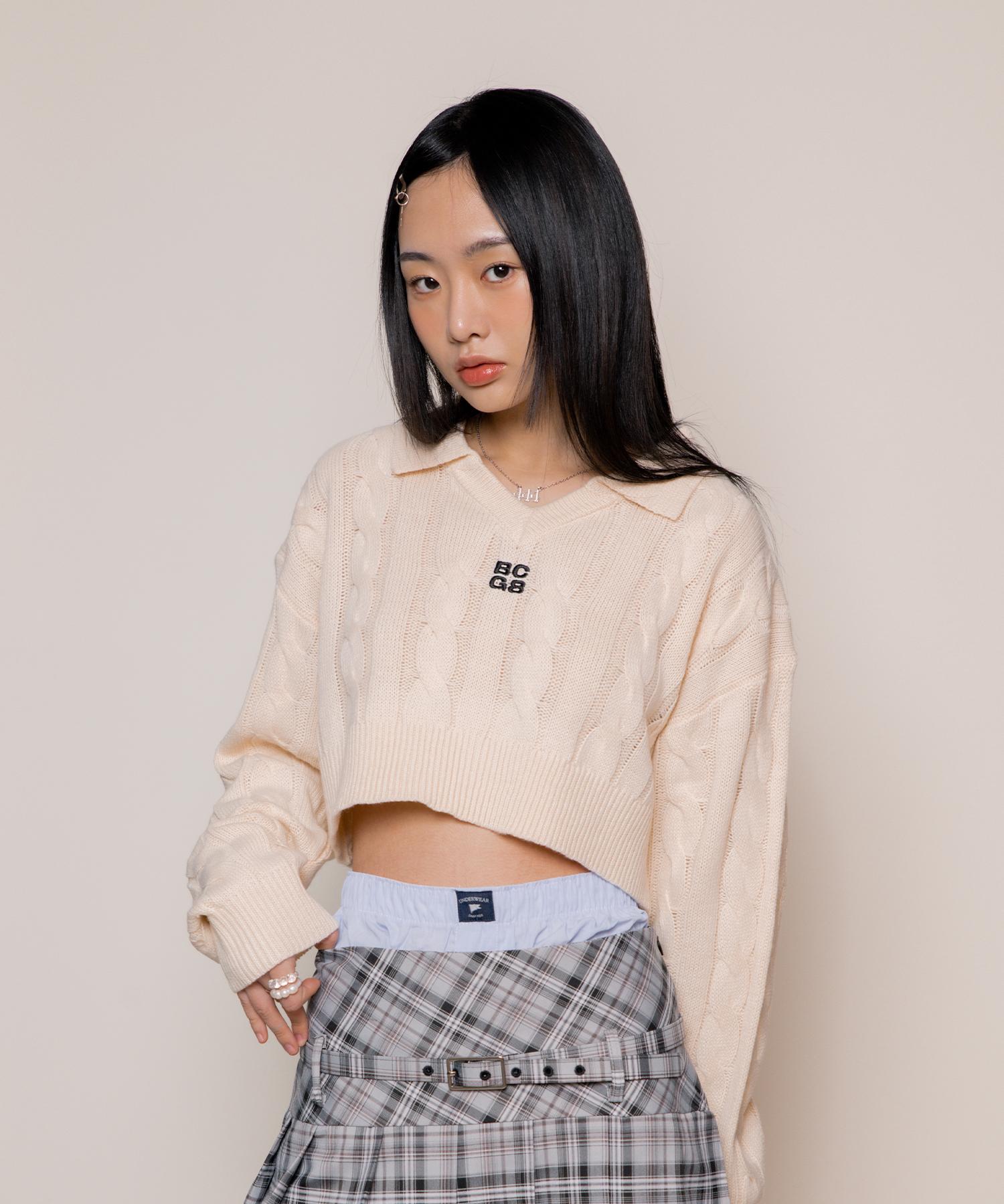 Bonchams Bcg Crop Cable Knit Collar Bg22Ft15Iv S