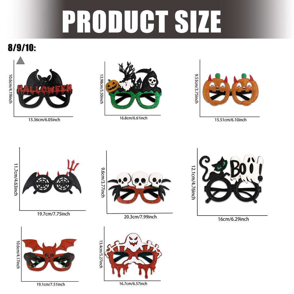 3pcs Halloween Glasses Set Pumpkin Bat Skeleton Costume Accessories Plastic Frame Party Decoration Eyewear