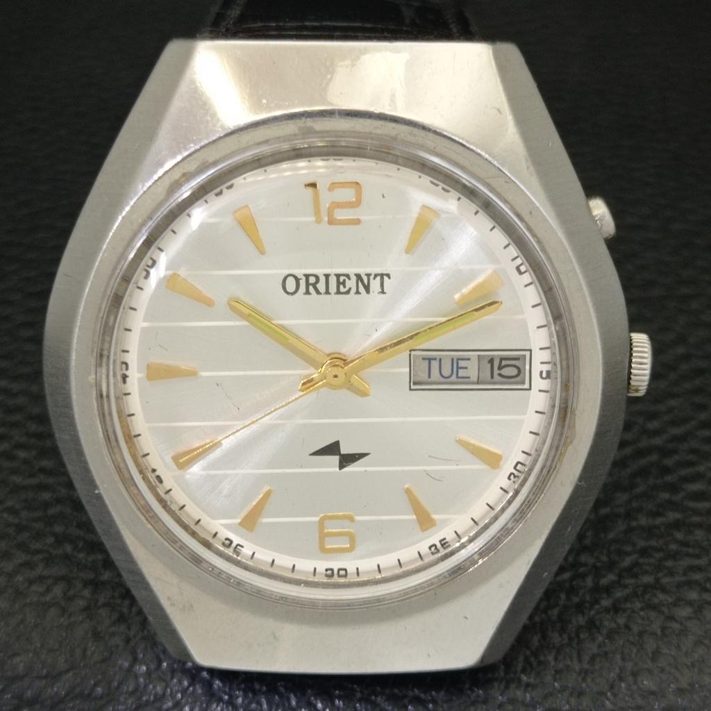 USED MENS ORIENT AUTOMATIC 46941 JAPAN DAY&DATE SILVER DIAL WATCH A432211-2 R110-a432211