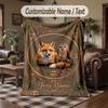 Fox Owl Flowers Theme Throw Blanket Custom Name Text Personalized Blanket Soft Cozy Blanket for Home Sofa Bed