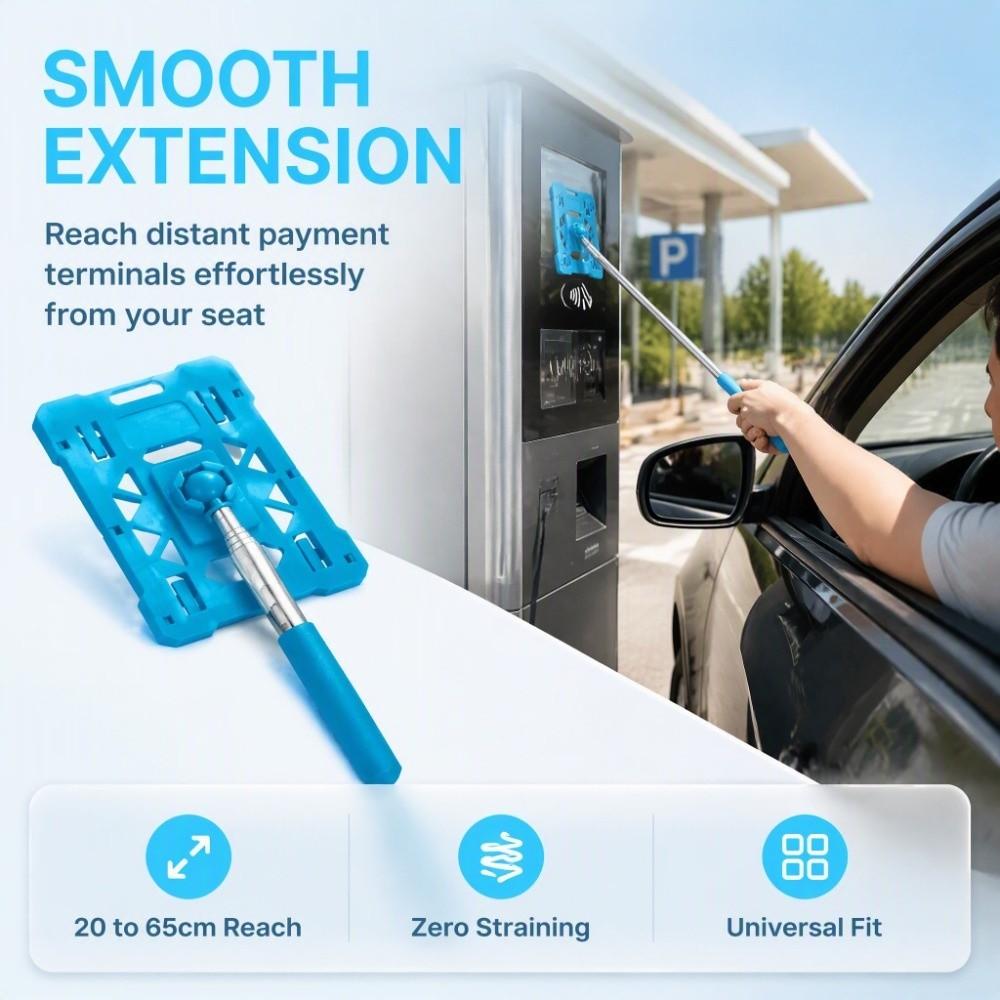 20-65cm Length Parking Pass Extender Extendable Design ID Badge Reacher Contactless Payment
