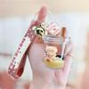 Pearl Milk Tea Bear Keychain - Floating Cartoon Pendant for Backpack or Car