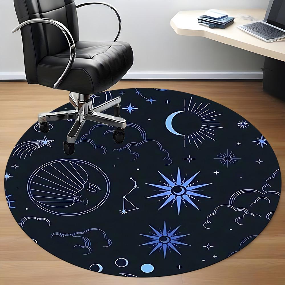 1pc Celestial Patterns Chair Carpet for Office Non-Slip, Machine Washable Rug for Office, Room - Polyester, Machine Made yy251029171