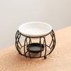 Decorative Essential Oil Burners with Hollowout Design and Ceramics Bowl Tealight Candle Holder Aromatherapies Diffuser
