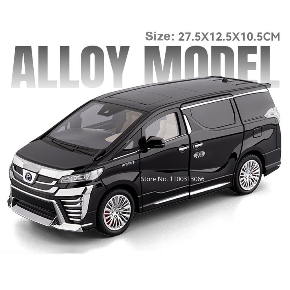 1:18 Vellfire Alphard Miniature Model Cars Toys Alloy Diecast with Light Music Vehicles Wheel Steering MPV for Boys' Edutainment