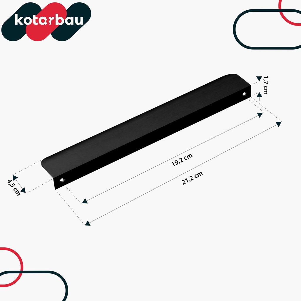 Uchwyt Meblowy Krawędziowy Nowoczesny Aluminium Czarny Mat 212 Mm 4 Sztuk