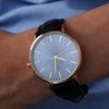 New Fashion Business Simple Men Watch Genuine Leather Strap Quartz Wrist Watch 6.5mm Ultra Thin