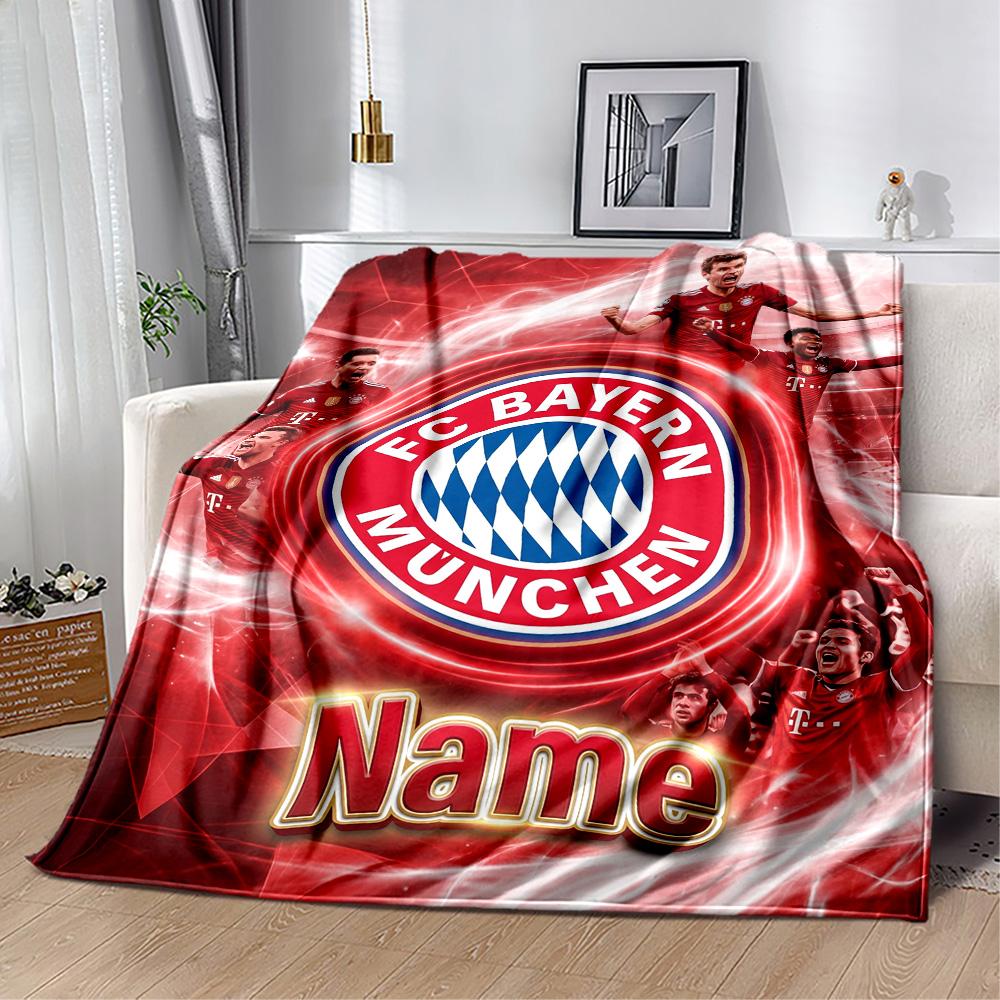 Bayern Munich Fan Gear Personalized Text Blanket Gift Customizable Blanket Warmthful Decor Throw For Office Picnics Chair Bedding All-Season Use