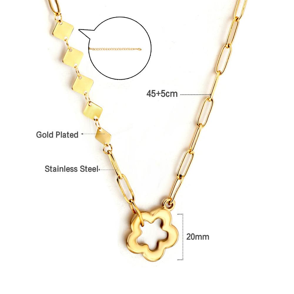 Love pendant collarbone chain personalized trend OT buckle necklace stainless steel plated 18K gold jewelry women