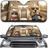 Talayituse Funny Family Dogs Print Windshield Sunshade for Car SUV Truck Foldable Uv Ray Reflector Front Window Sun Shade Visor Shield Cover