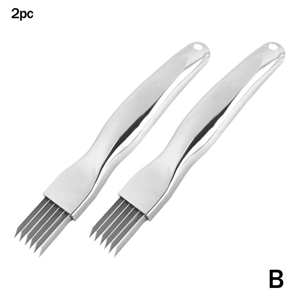 

2 шт., нержавеющая сталь, клочок шелка, нож, измельчитель овощей, резак для еды, зеленый резак, кухонный нож Ga Z4W1 Flat handle-2pcs