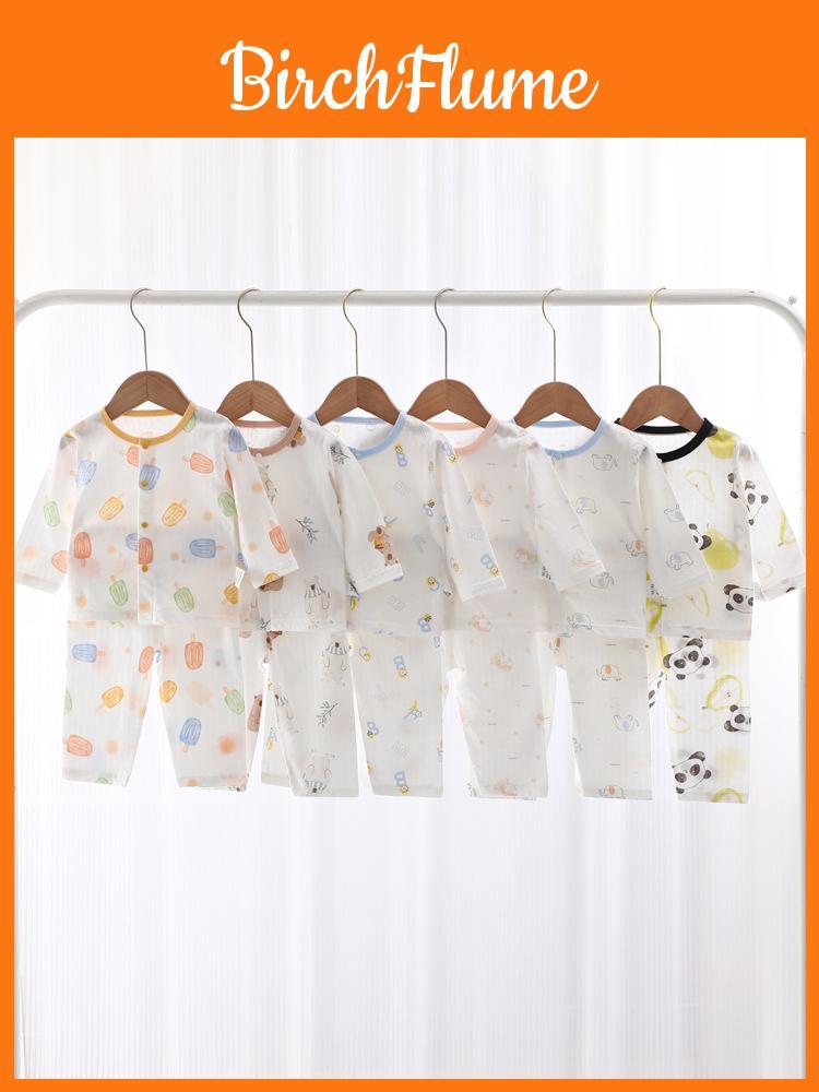 Baby Cotton Summer Pajamas Set With Antibacterial Fabric For Newborns And Toddlers