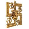 Lord Ganesha On Om Swastik Metal Golden Wall Hanging