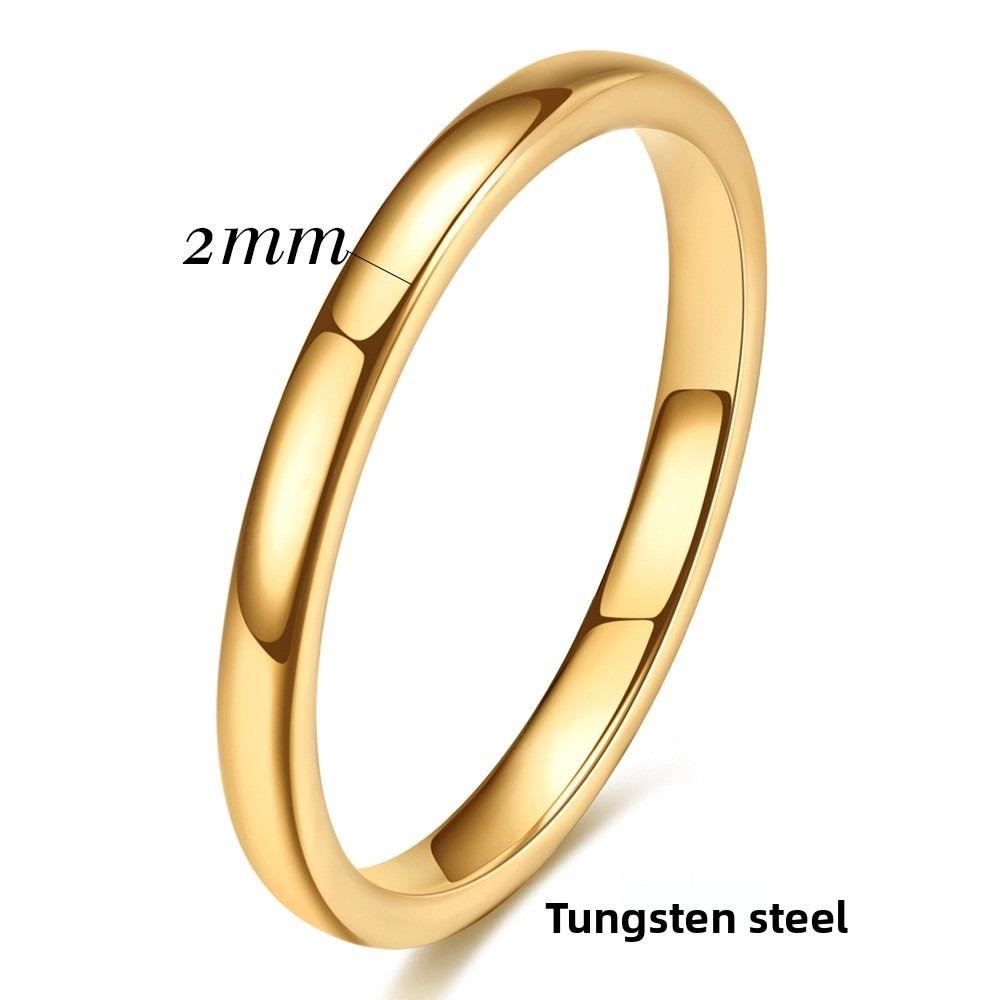 

2 4 6 8 мм Гладкое кольцо из вольфрамовой стали с покрытием из 18-каратного золота, Обручальное кольцо для пары, Прочные украшения No. 5