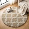 Round Shaggy Rug for the Living Room DECOR Non-slip Soft Fluffy 120x120 Khaki Lantern