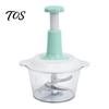 Household Kitchen Gadget Manual Food Chopper, Hand Press Garlic Mincer with 3D Stainless Steel Easy Prep Tool Blades, 1.5/2L Nuts Eggs Herb