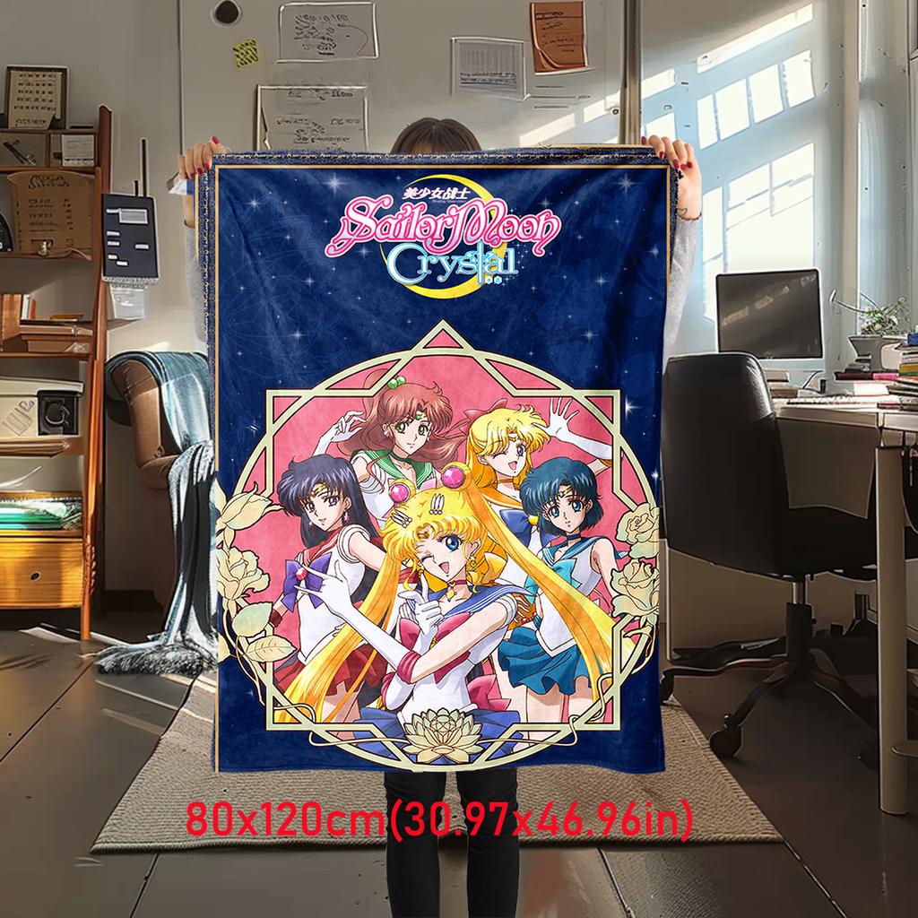 Japanischer Anime niedliches Cartoon-Thema Sailor Moon Tsukino Usagi Decke geeignet für Heimbetten, Sofabezüge, Büro-Nickerchen, Outdoor-Warme Decken O15