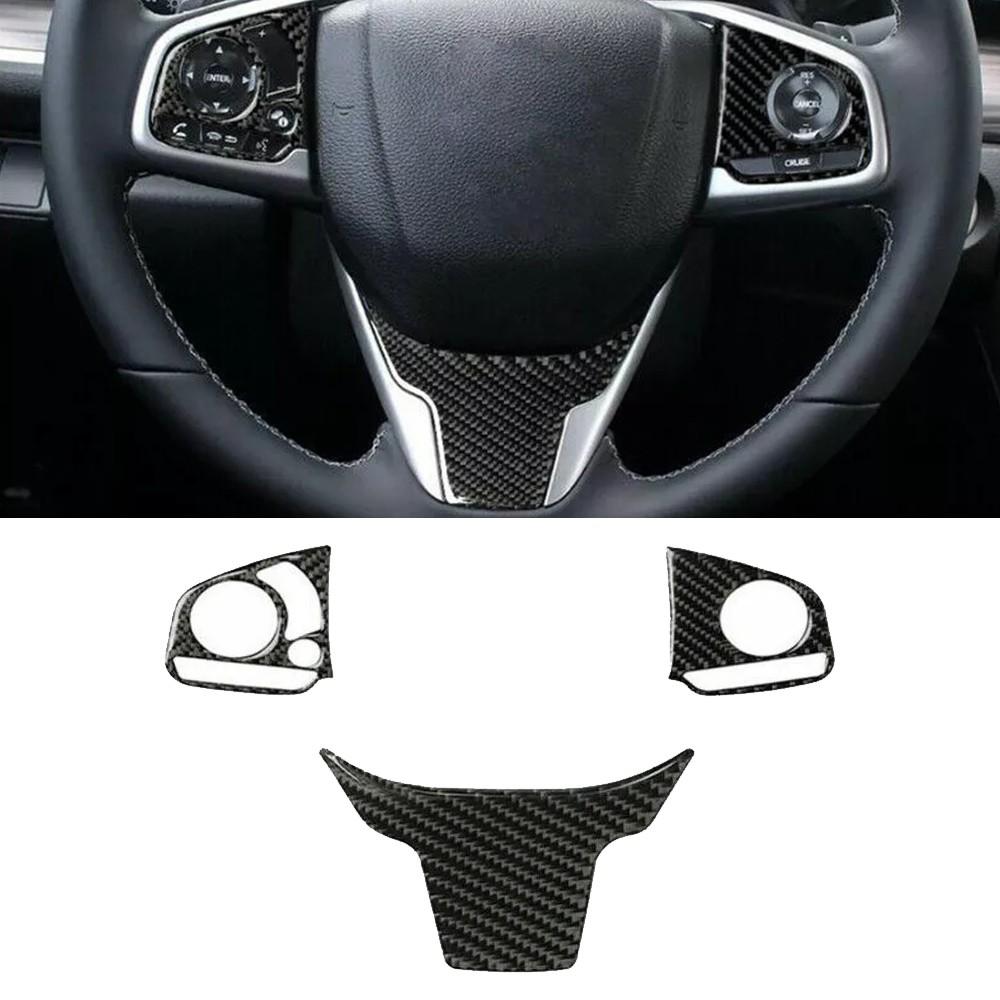 Carbon Fiber Steering Wheel Cover Trims Sticker For Honda CRV 17-21
