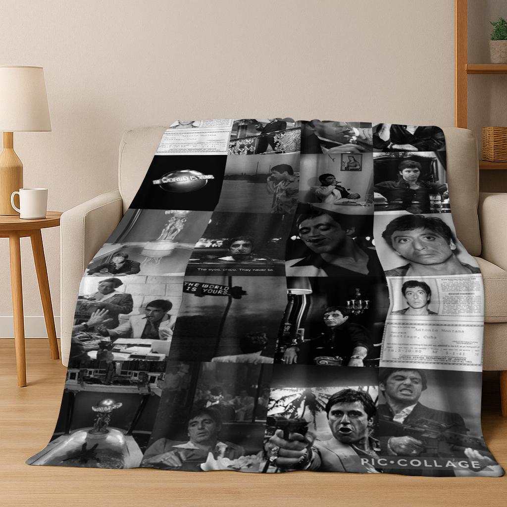 Classic Scarface Tony Montana Movie Art Flannel Blanket,Cozy Soft Throw Blanket for Home Bedroom Bed Sofa Picnic Cover Gift