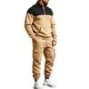 Men's Winter Hoodie and Sweatpants Set - Loose Fit Color Stand Collar Casual Tracksuit for Everyday Wear