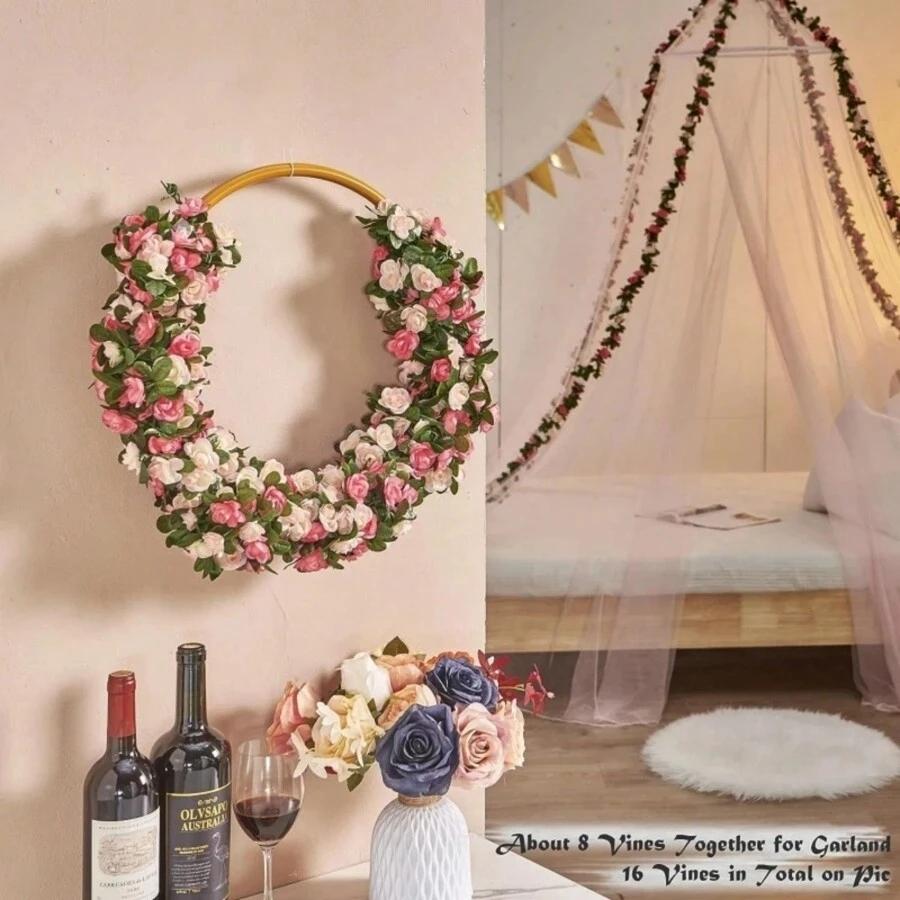 3pcs 2.5M Rose Artificial Flowers Christmas Garland for Wedding Home Room Decoration Spring Autumn Garden DIY Fake Plants Vine