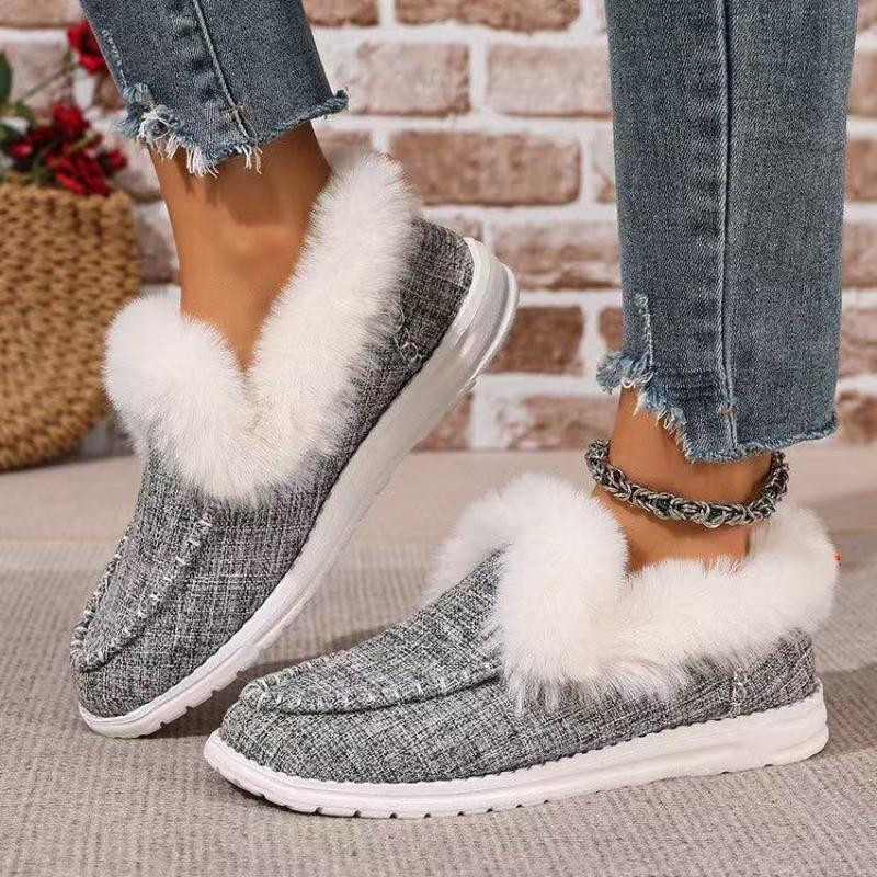 Mittelhoher Absatz neue Winter Damen Baumwollschuhe große Größe Plüsch verdickt Grat warm flache Baumwollschuhe