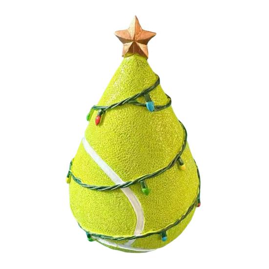 

Вдохновленная спортивным мячом рождественская фигурка елки, изготовленная вручную из искусственной кожи, настольное украшение в форме дерева с золотой звездой на верхушке для праздничного домашнего декора I