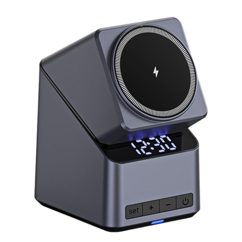 

15W Magnetic Charging Station Rotatable Touch Control Dock For Mobile Device Builtin LED Desk Clock 1
