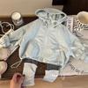 Autumn Girls' Hooded Windbreaker Jacket with Pile Socks Leggings - Clearance, No Returns/Exchanges