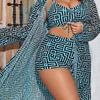 2025 New Plus Size Women's High-Waisted Three-Piece Split Bikini Swimwear