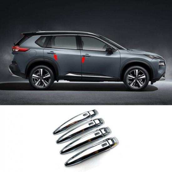 Chrome ABS Side Door Handle Cover Trim 8PCS For Nissan Rogue X-Trail 2021-2022