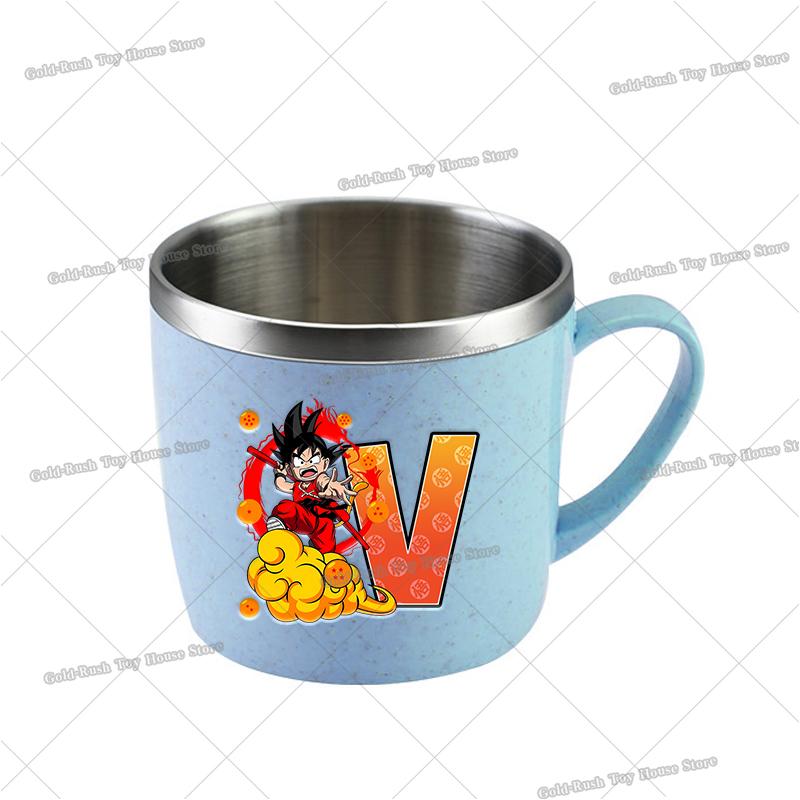 Anime Son Goku Letter Water Mugs Cartoon Dragons Ball Kids Stainless Steel Milk Cup School Home Coffice Drink Mug Boy Girl for Round Sensory